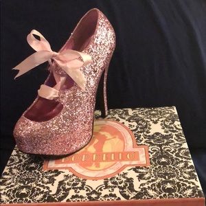 Bordello Baby Pink Glitter Heels